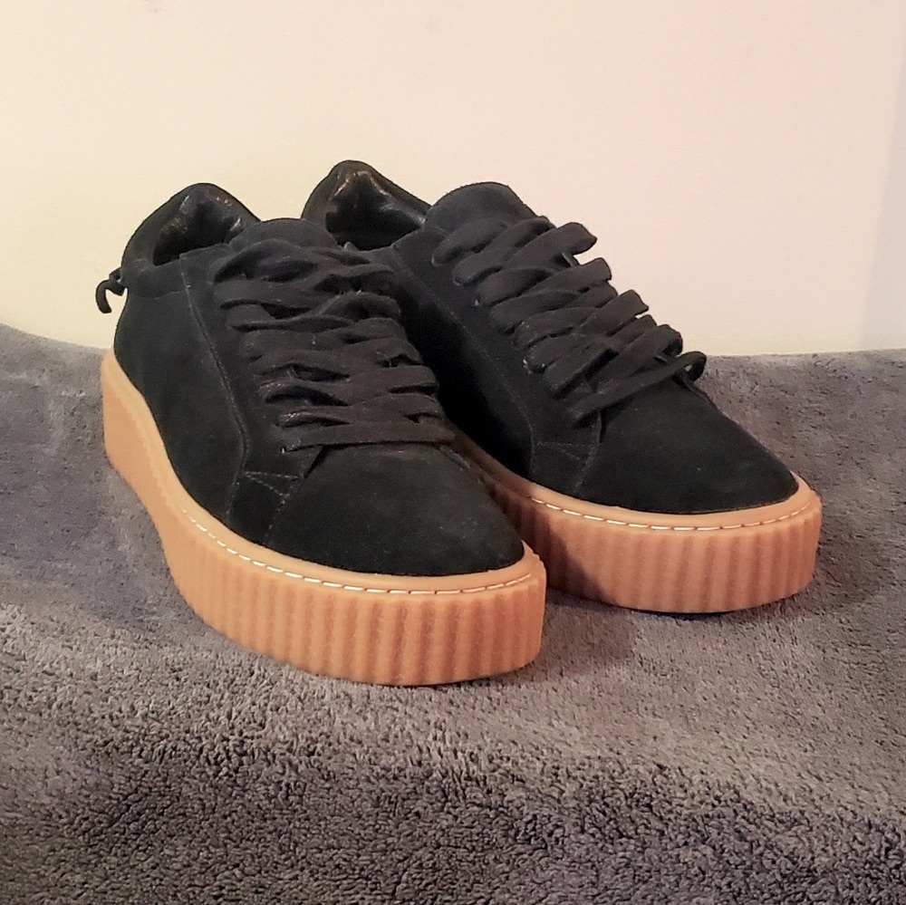 😎J SLIDES Platform creeper style suede shoes 6.5 Like New!